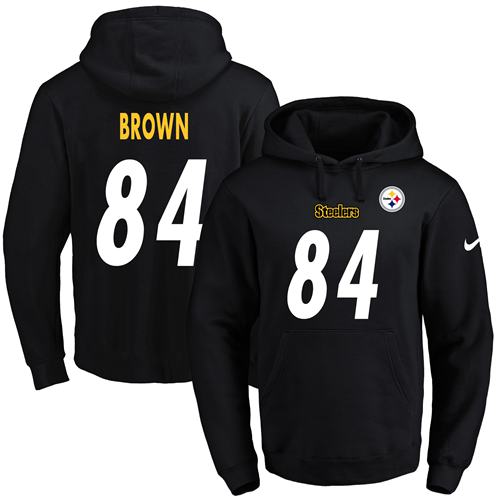 Nike Steelers #84 Antonio Brown Black Name & Number Pullover NFL Hoodie